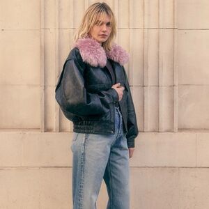 Charlotte Simone Frankie Jacket with Removable Pink Fur Collar